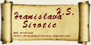 Hranislava Sirotić vizit kartica